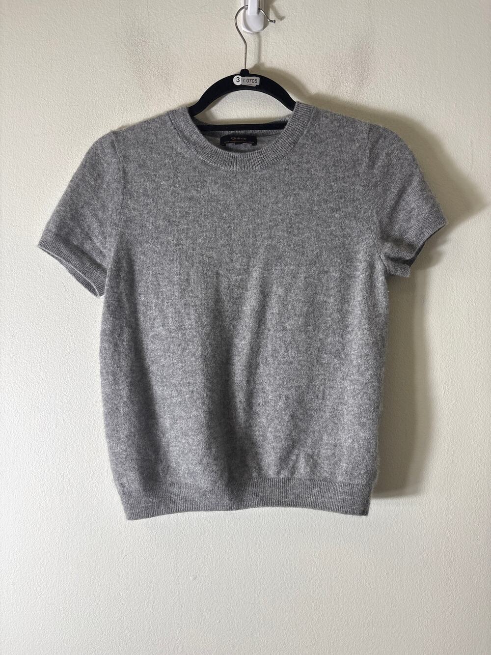Quince Gray Cap Sleeve Cashmere Cropped Sweater Sz S